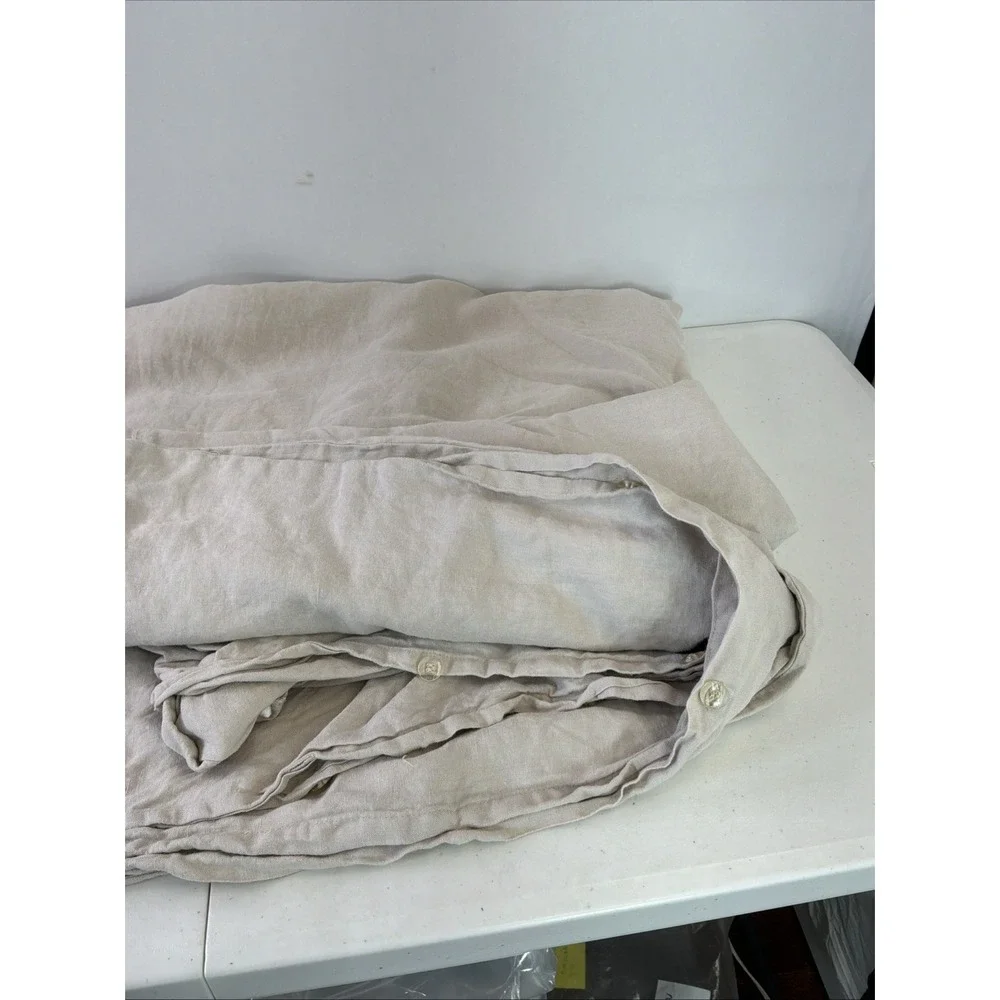 The Citizenry Full/Queen Tan natural 100% French Linen Duvet Cover